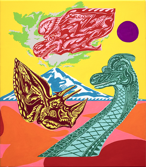 大竹 彩子 DINOSAUR'S UTOPIA 2024 53.0×45.5cm(F10) アクリルガッシュ、カンバス