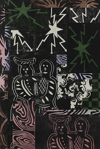 大竹 笙子 感電と2人 2025 48.3×33.0cm モノタイプ、コラージュ