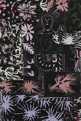 大竹 笙子 花と1人 2025 48.3×33.0cm モノタイプ、コラージュ