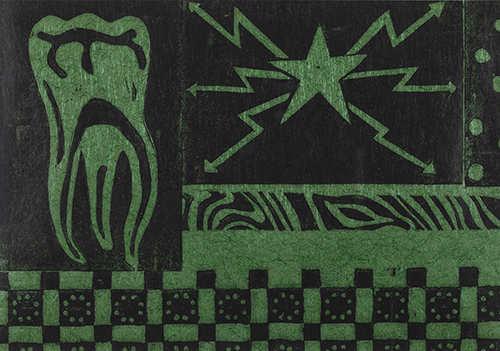 大竹 笙子 歯と感電 2025 21.0×29.7cm(A4) モノタイプ、紙