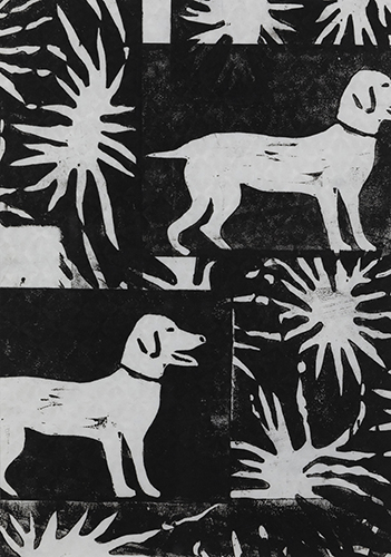 大竹 笙子 閃光と犬2匹 2025 29.7×21.0cm(A4) モノタイプ、紙