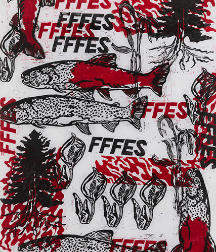 大竹 笙子 FFFES2024 Fall&Winter Ⅲ 2025 84.0×73.8cm(Frame size) モノタイプ(木版画ほか)、紙