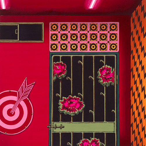 Meo SAITO Red Darts Bar 2024 18x18cm / frame: 40x40cm Acrylic gouache on paper