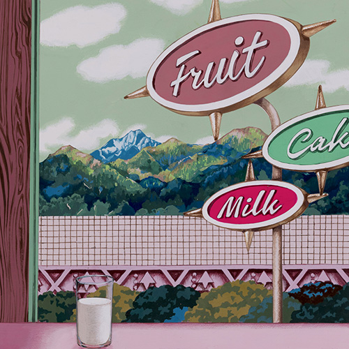 Meo SAITO Highland Milk Bar 2024 18x18cm / frame: 40x40cm Acrylic gouache on paper