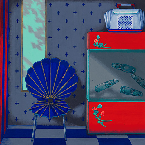 Meo SAITO Soda-pop Aquarium 2024 18x18cm / frame: 40x40cm Acrylic gouache on paper