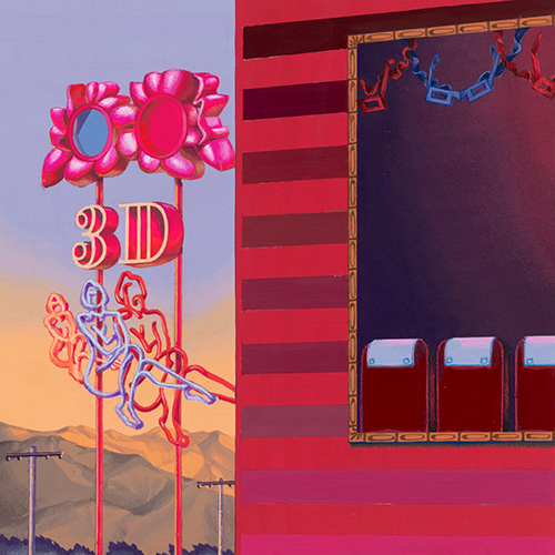 Meo SAITO Girls in 3D Movie 2024 18x18cm / frame: 40x40cm Acrylic gouache on paper