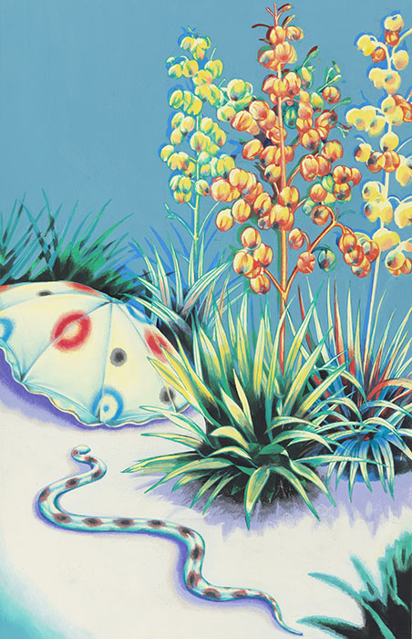 Meo SAITO Yucca Garden 2024 28x18cm / frame: 50x40cm Acrylic gouache on paper