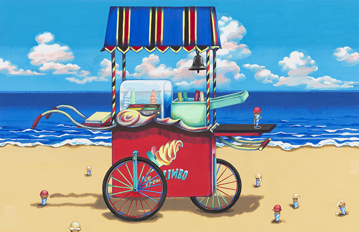 Meo SAITO Ice Cream Limbo 2024 18x28cm / frame: 40x50cm Acrylic gouache on paper