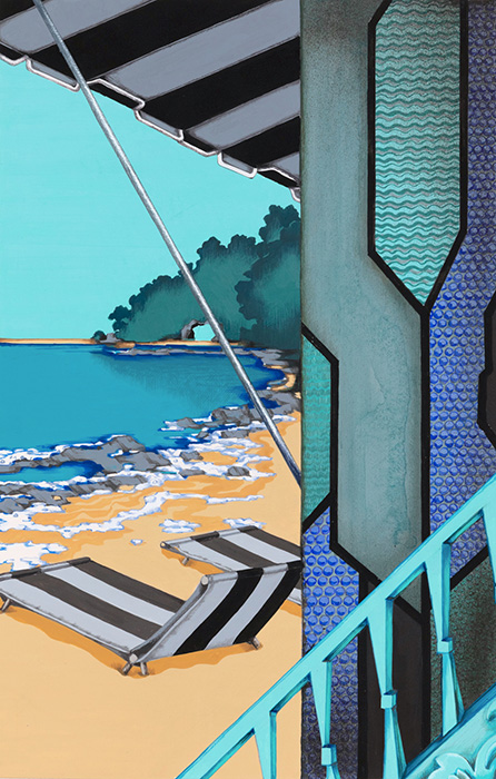 Meo SAITO September Coast 2024 28x18cm / frame: 50x40cm Acrylic gouache on paper