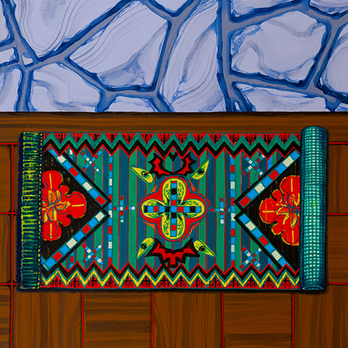 Meo SAITO Welcome Door Mat 2024 18x18cm / frame: 40x40cm Acrylic gouache on paper