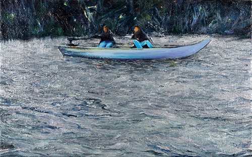 Tamana MOTEKI, crossing 3 - Tsukui Lake-,　2021,　M10,　oil on canvas