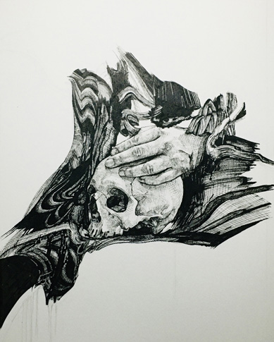 盛田亜耶,悔悛するマグダラのマリアの手,2022年　56.2×45.0cm　切り絵、紙　　